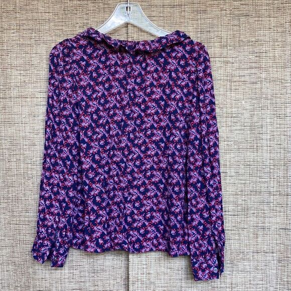 LOFT geo floral print rayon blouse red and navy - Picture 5 of 5